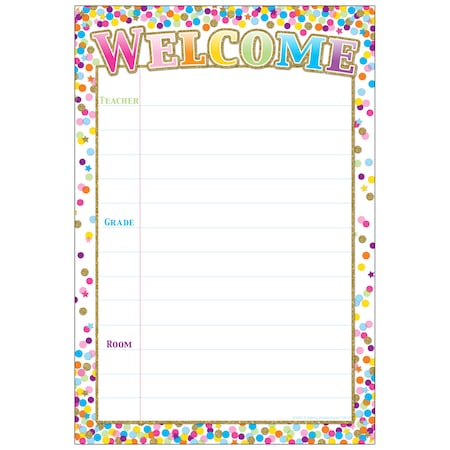 Ashley Productions Smart Poly Chart Confetti Welcome, 13in x 19in 91082